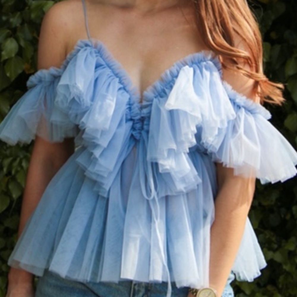 NWT Blue Tulle Top